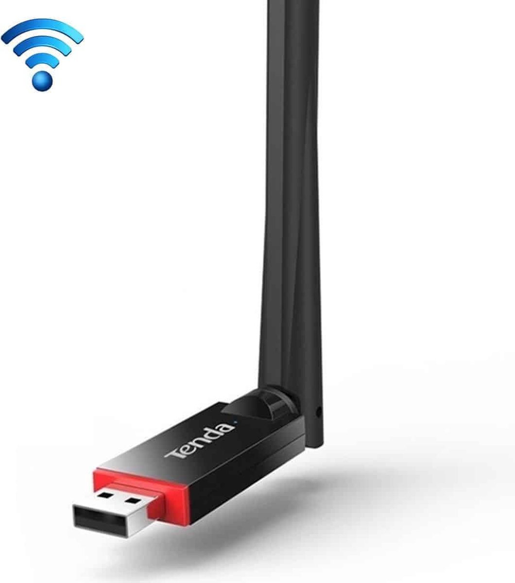 Tenda U6 Draagbare 300Mbps Draadloze USB WiFi-adapter Externe ontvanger Netwerkkaart met 6dBi externe antenne (zwart)