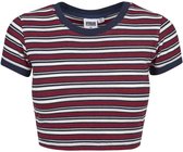 Urban Classics Crop top -L- Rib Stripe Wit/Rood