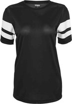 Urban Classics Dames Tshirt -L- Stripe Mesh Zwart/Wit