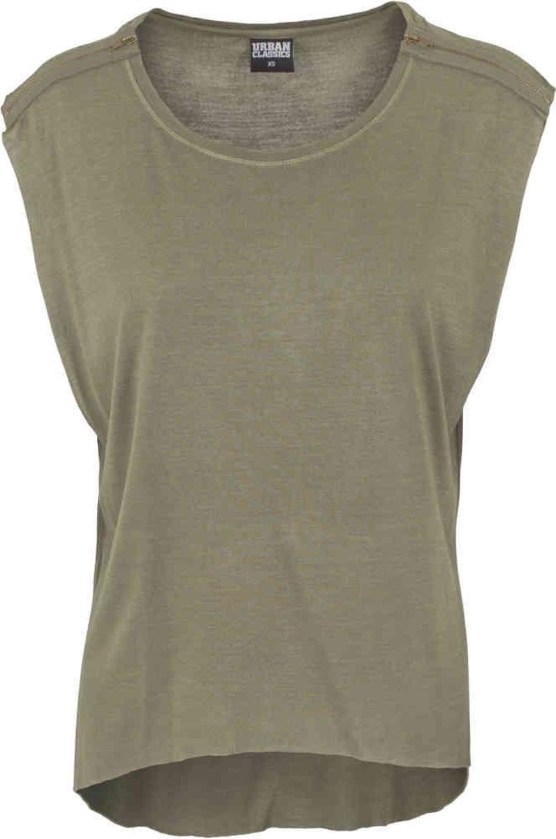 Urban Classics Shoulder Zip HiLo Dames T-shirt XS Groen