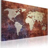 Schilderijen Op Canvas - Schilderij - Rusty kaart van de Wereld 90x60 - Artgeist Schilderij