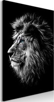 Schilderijen Op Canvas - Schilderij - Blue-eyed Lion (1 Part) Vertical 60x90 - Artgeist Schilderij