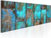 Schilderijen Op Canvas - Schilderij - Metal Mosaic: Blue 150x50 - Artgeist Schilderij