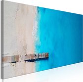 Schilderijen Op Canvas - Schilderij - Sea and Wooden Bridge (1 Part) Narrow Blue 135x45 - Artgeist Schilderij