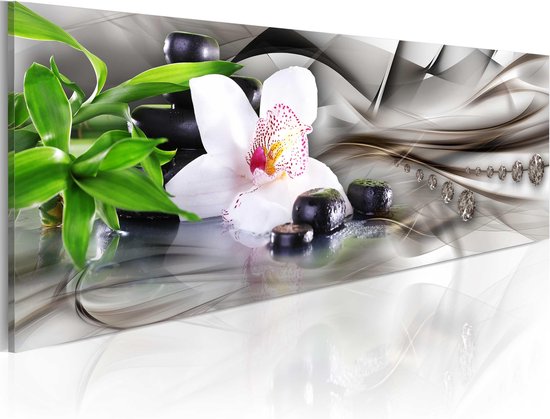Peintures sur toile - Peinture - Composition zen: bambou, orchidée et  pierres 120x40 -... | bol.com