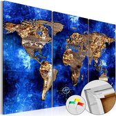 Schilderijen Op Canvas - Afbeelding op kurk - Golden Continents [Cork Map] 90x60 - Artgeist Schilderij