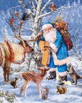 Diamond Painting Winter kerstman met dieren 30x40cm. (Volledige bedekking - Vierkante steentjes) diamondpainting inclusief tools