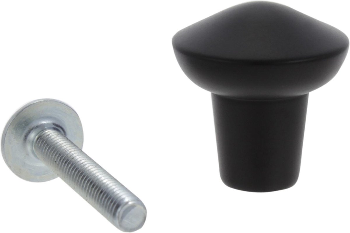 Meubelknop punt - rond - 20mm - mat zwart