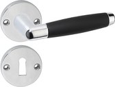 Quincaillerie de porte Impresso Swindon - Pour une utilisation en intérieur - Ronde avec rosace à clé ronde - Chrome - Noir