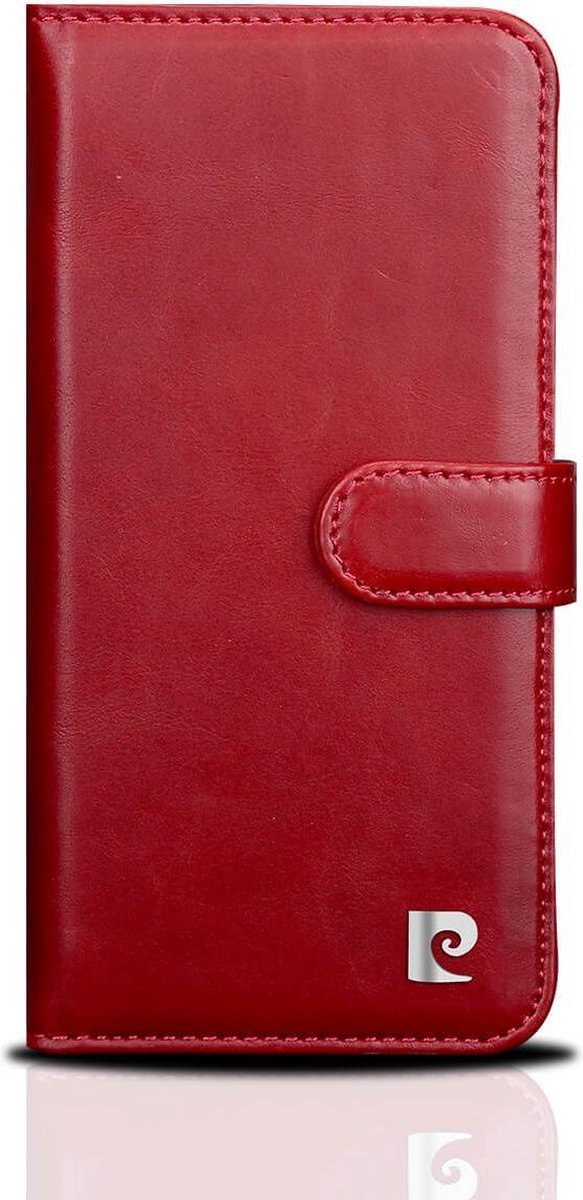 Pierre Cardin Echt Lederen Dubbele Boekmodel Voor IPhone Xs Max - Rood