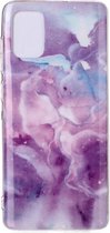 Voor Galaxy A51 gekleurde tekening patroon IMD vakmanschap Soft TPU beschermhoes (paarse ster)