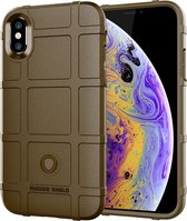Volledige dekking schokbestendige TPU Case voor iPhone XS (bruin)