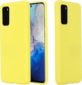 Voor Galaxy S20 + Effen kleur Vloeibaar Siliconen Schokbestendig Volledige dekking Beschermhoes (geel)