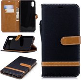 Kleurafstemming Denim Texture Leather Case voor Huawei Honor 6X, met houder & kaartsleuven & portemonnee & lanyard (zwart)