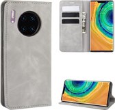 Voor Huawei Mate 30 Pro Retro-skin Business Magnetische Suction Leather Case met houder & kaartsleuven & portemonnee (grijs)