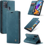 Samsung Galaxy A21s Bookcase hoesje - CaseMe - Effen Blauw - Kunstleer