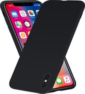 Siliconen hoesje met camera bescherming geschikt voor Apple iPhone X / Xs - zwart + glazen screen protector