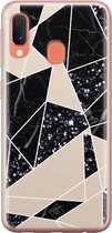 Samsung A20e hoesje siliconen - Abstract painted | Samsung Galaxy A20e case | Bruin/beige | TPU backcover transparant