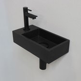 Ensemble de fontaine INK Versus Rectangle Left 36x18x9cm Quartz Black Robinet de toilette Siphon Plug Matt Black