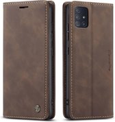 caseme - Hoesje geschikt voor Samsung Galaxy A51 - wallet book case - magneetsluiting - donker bruin