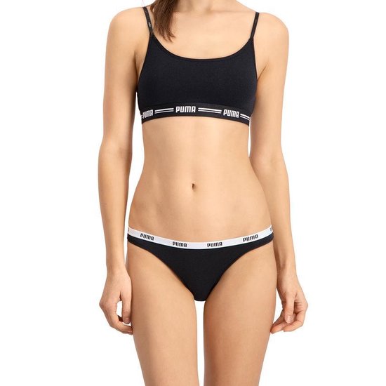 PUMA Brassière Femme Coton ICONICN Noir