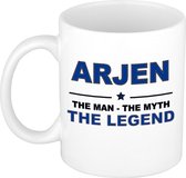 Naam cadeau Arjen - The man, The myth the legend koffie mok / beker 300 ml - naam/namen mokken - Cadeau voor o.a verjaardag/ vaderdag/ pensioen/ geslaagd/ bedankt