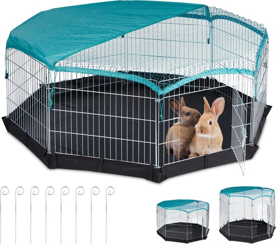 Relaxdays konijnenren - ren voor konijn - buitenren - puppyren - binnen &  buiten - bodem - S kopen? Vergelijk nu bij Mangroove.nl