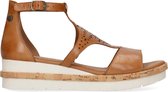 No Stress Dames Sandalen met sleehak - Cognac - Maat 39