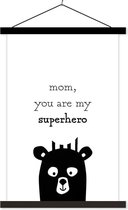 Presentje for Mother's Day - Quote mom you are my superhero - Superhero affiche textielposter blanc plaque d'école 60x90 cm - Tirage photo sur poster textielposter (décoration murale salon / chambre)