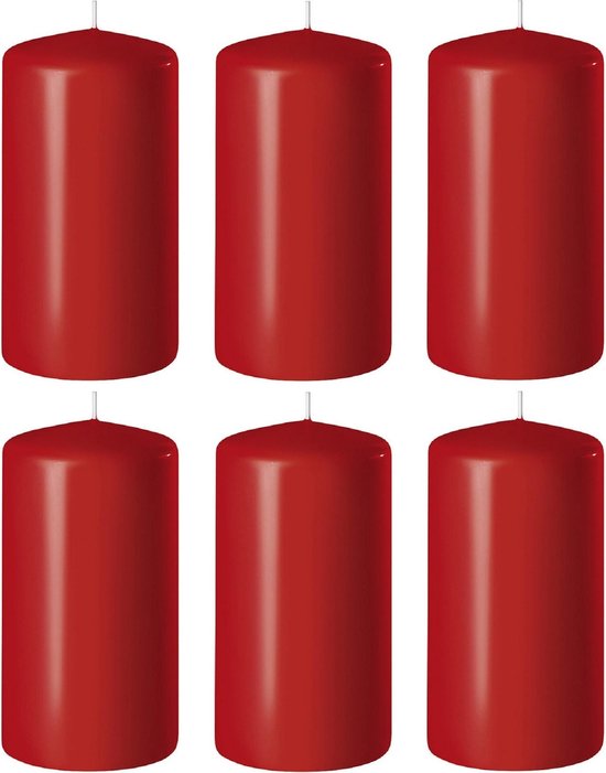 matig in de tussentijd Diverse 6x Rode cilinderkaarsen/stompkaarsen 6 x 8 cm 27 branduren - Geurloze  kaarsen rood -... | bol.com