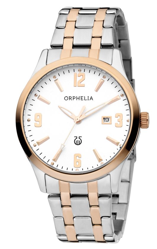ORPHELIA Mens Analogue Watch Ivoire Rosegold/Silver Stainless steel