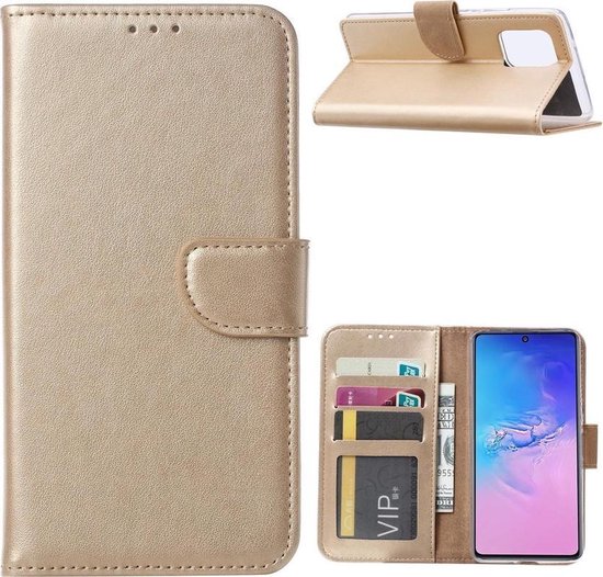 Étui Portefeuille Samsung Galaxy S10 Lite 2020 Goud avec 2 pièces de protection d'écran en Glas
