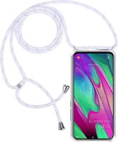 Samsung Galaxy A51 Hoesje Case met Schouder Nek Draagriem - Ketting Koort Lanyard Wit