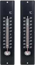 Lifetime Garden - thermometer - 2x stuks - zwart - voor binnen en buiten