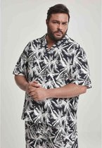 Urban Classics Overhemd -S- Pattern Resort Zwart/Wit