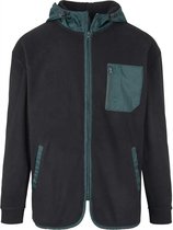 Urban Classics Vest met capuchon -3XL- Contrast Polar Fleece Zwart/Groen