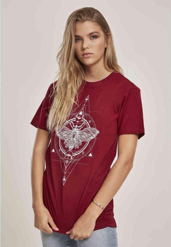 Urban Classics - Moth Dames T-shirt - XS - Bordeaux rood | bol