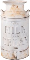Clayre & Eef Decoratie Melkbus met kraantje 21*27*38 cm / 8000 ml Wit Metaal Rond Milk and Cream Melkkan