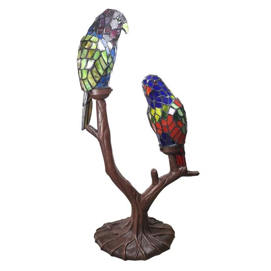 Lampe de table Tiffany | 50 * 24 * 63 cm E14 / max 2 * 40W | Multicolore | Polyrésine / verre | perroquet | LumiLamp | 5LL-6017