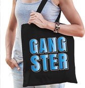 Gangster fun tekst cadeau tas zwart dames- kado tas / tasje / shopper