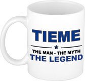 Naam cadeau Tieme - The man, The myth the legend koffie mok / beker 300 ml - naam/namen mokken - Cadeau voor o.a verjaardag/ vaderdag/ pensioen/ geslaagd/ bedankt
