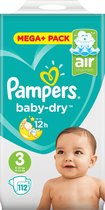 Pampers Baby-Dry Luiers - Maat 3 - 6-10kg - 112 Stuks