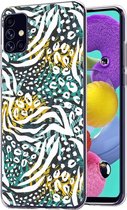 iMoshion Design voor de Samsung Galaxy A51 hoesje - Jungle - Wit / Zwart / Groen