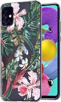iMoshion Hoesje Geschikt voor Samsung Galaxy A51 Hoesje Siliconen - iMoshion Design hoesje - Groen / Roze / Tropical Jungle