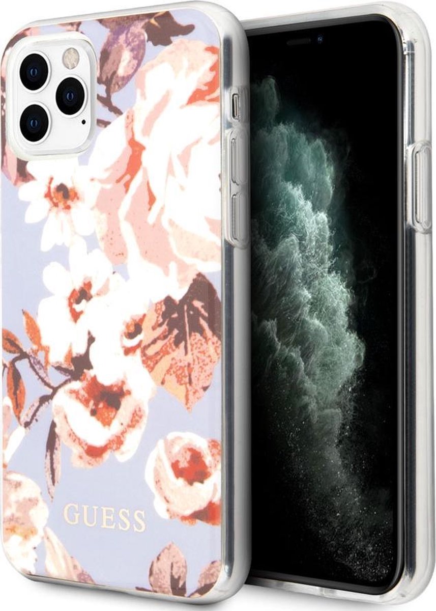 Guess Shiny Flower Back Case - Geschikt voor Apple iPhone 11 Pro Max (6.5") - Design N.2