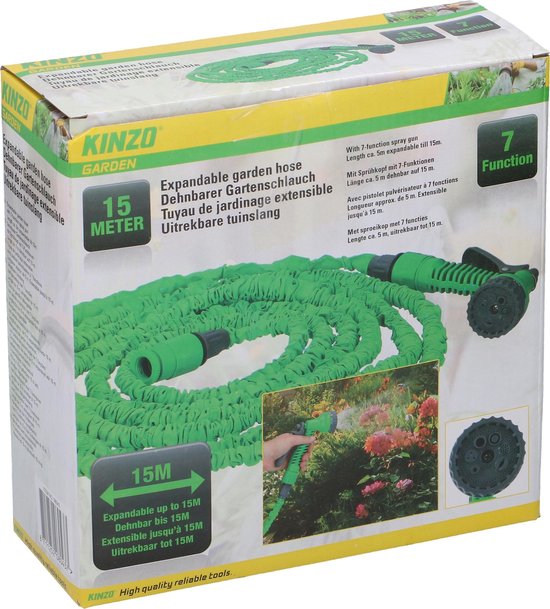Kinzo Garden Tuinslang - Flexibel - Uitrekbaar Spuitpistool 7 Sproeifuncties | bol.com
