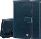 Business Style Oil Wax Texture Horizontal Flip Leather Case voor Huawei Honor 20 Pro, met houder & kaartsleuven & portemonnee (blauw)