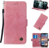 Voor Nokia 4.2 retro horizontale flip pu lederen tas met kaartsleuven en houder (roze)