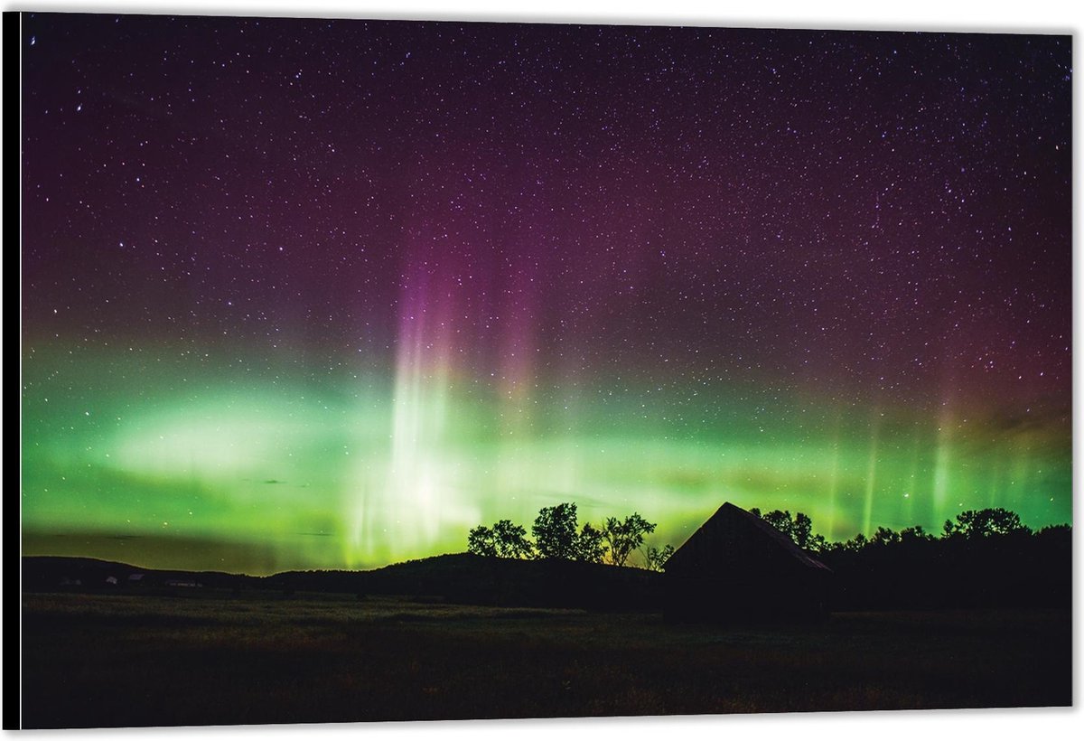 Dibond –het Noorderlicht Boven Landschap– 40x30 Foto op Aluminium (Wanddecoratie van metaal) op Prijzenvolger.com