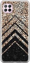 Huawei P40 Lite hoesje siliconen - Chevron luipaard | Huawei P40 Lite case | zwart | TPU backcover transparant